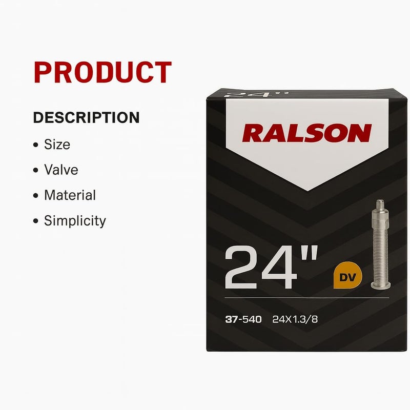RALSON 24 Inch Bicycle Inner Tube (37-540 / 24x1 3/8) | 35mm DV Dunlop Valve | Butyl Rubber Replacement Tube for Road Bike, City Bike, Cruiser, Hybrid, Kids Bicycle & Junior Cycle - Image 4
