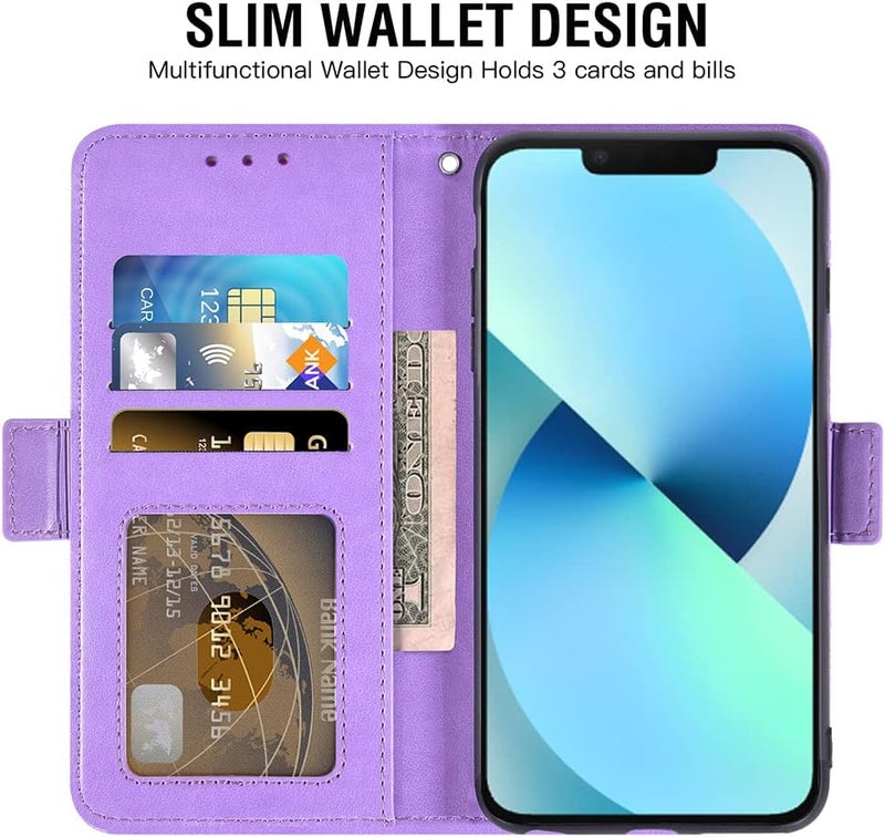 أسو ويش حافظة هاتف محمول Asuwish لجهاز iPhone 13 مع واقي شاشة زجاجي، فتحة بطاقة، محفظة جلدية قابلة للطي وحامل، حافظة iPhone 13، حافظة مانdala الواقية مع واقي شاشة زجاجي مقسّى كلاسيك وعصري - Image 3
