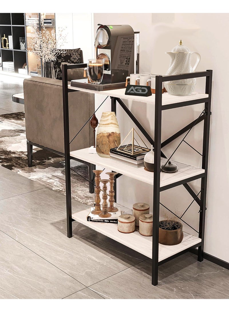 AGD Entrance Console Table, Coffee Corner Table, Side Table, Bookcase Consisting of 3 Wooden Shelves that Meets all your Needs - white/black - Image 3