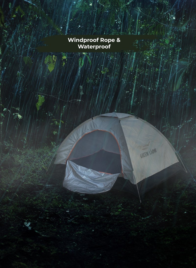 جرين ليون خيمة تخييم GT3-PLUS / إعداد فوري في 15 ثانية / سعة 3 أشخاص / مساحة أرضية 32.4 قدم مربع / شبكة جيدة التهوية / حبل مقاوم للرياح / حماية من الأشعة فوق البنفسجية / خفيفة الوزن / مساحة كبيرة / مناسبة للتخييم / تصميم منبثق - بيج - Image 4