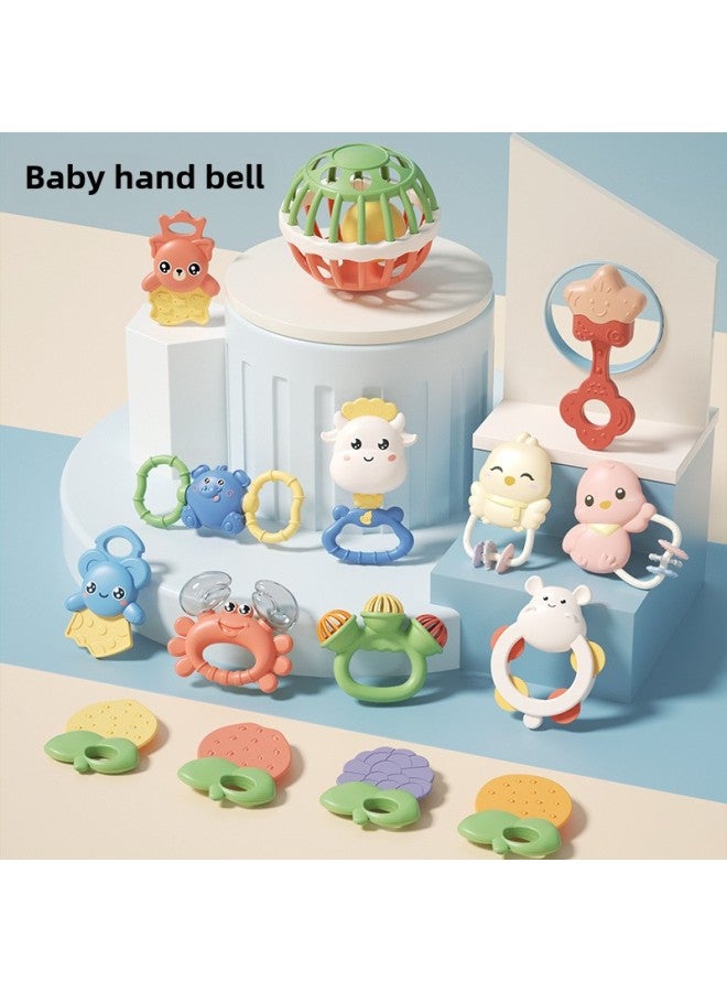 Baby Gum Baby Hand Ball Rattle Multifunctional Poached Early Education Puzzle Hammer Baby Toys Wholesale-Color:Hippo Tambourine + Gum Calf, 2 Gum Bears (4 Random Colors)  - Image 3