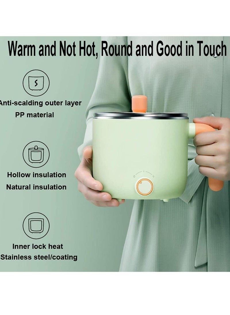 Electric Hot Pot Cooker with Steamer 1.8L, Multi-Function Tabletop Cooker, Non-Stick Skillet for Hotpot, Steaming, Stewing, Making Soup – Heatproof Separate Design for Easy Use