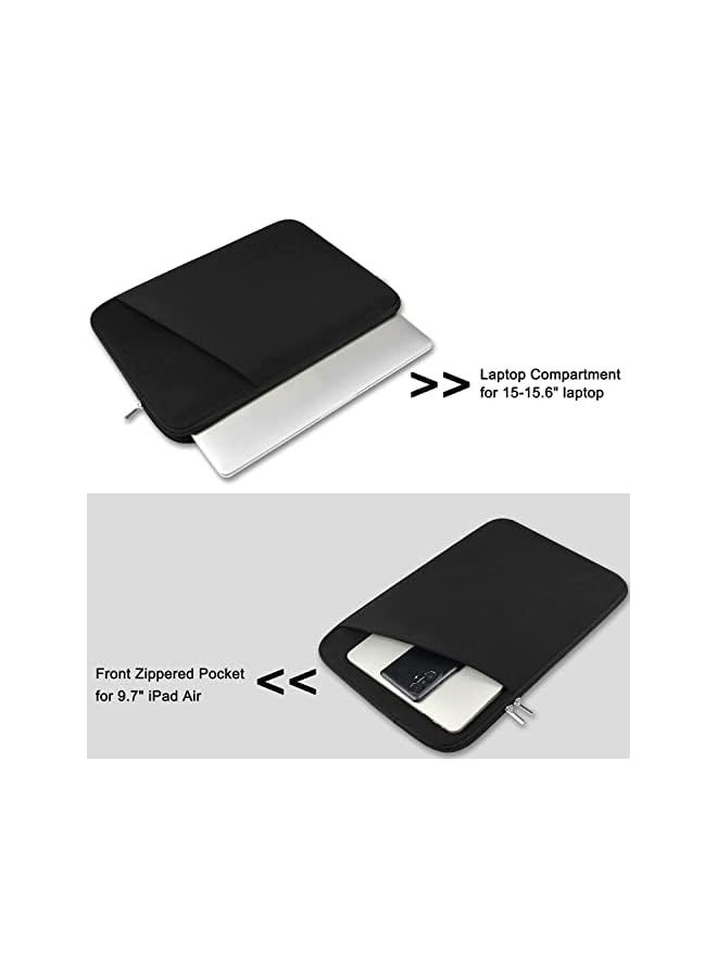 بروماس حقيبة كمبيوتر محمول مقاس 15 بوصة، غطاء حماية للكمبيوتر المحمول مقاوم للصدمات، حقيبة يد محمولة للكمبيوتر المحمول بحجم 15-16 بوصة HP Dell Asus Lenovo، حقيبة كمبيوتر محمول بجيب أمامي، أسود - Image 4