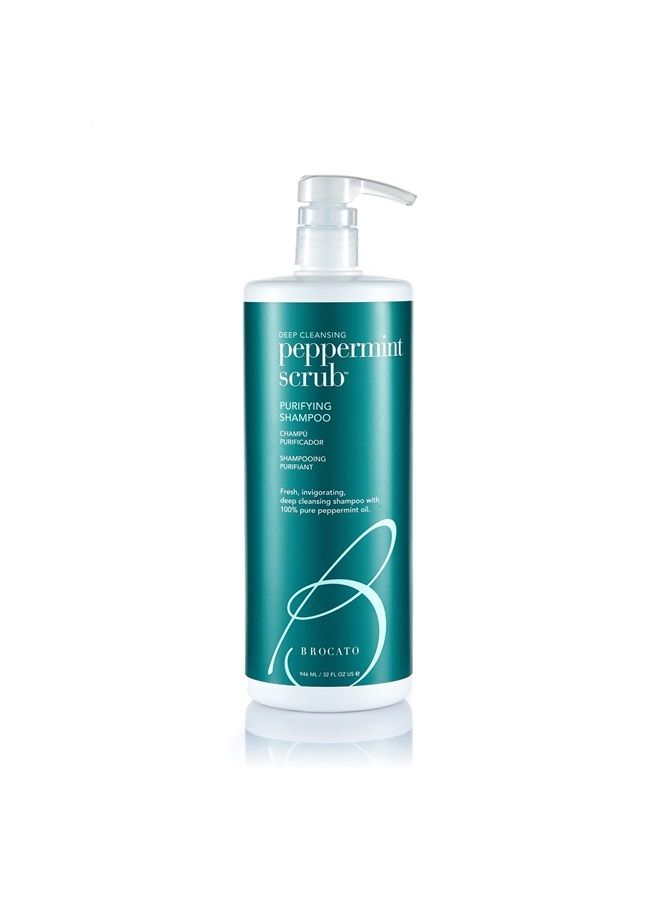 Brocato Peppermint Scrub Purifying Shampoo, Deep Cleansing, 32 Oz. | Fresh, Invigorating, & Lightweight with Pure Peppermint Oil | Ideal for Oily to Normal Hair Types | Sulfate & Paraben Free - Image 1