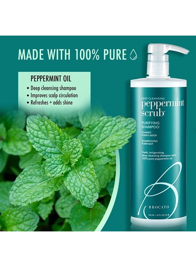 Brocato Peppermint Scrub Purifying Shampoo, Deep Cleansing, 32 Oz. | Fresh, Invigorating, & Lightweight with Pure Peppermint Oil | Ideal for Oily to Normal Hair Types | Sulfate & Paraben Free - Image 4