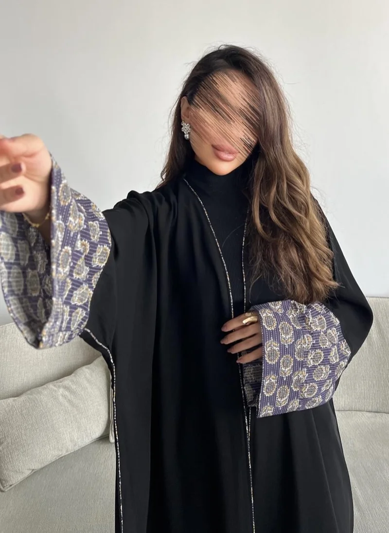 Lusin Abaya Royal Crepe Abaya with Luxe Folded Indian Linen Sleeves