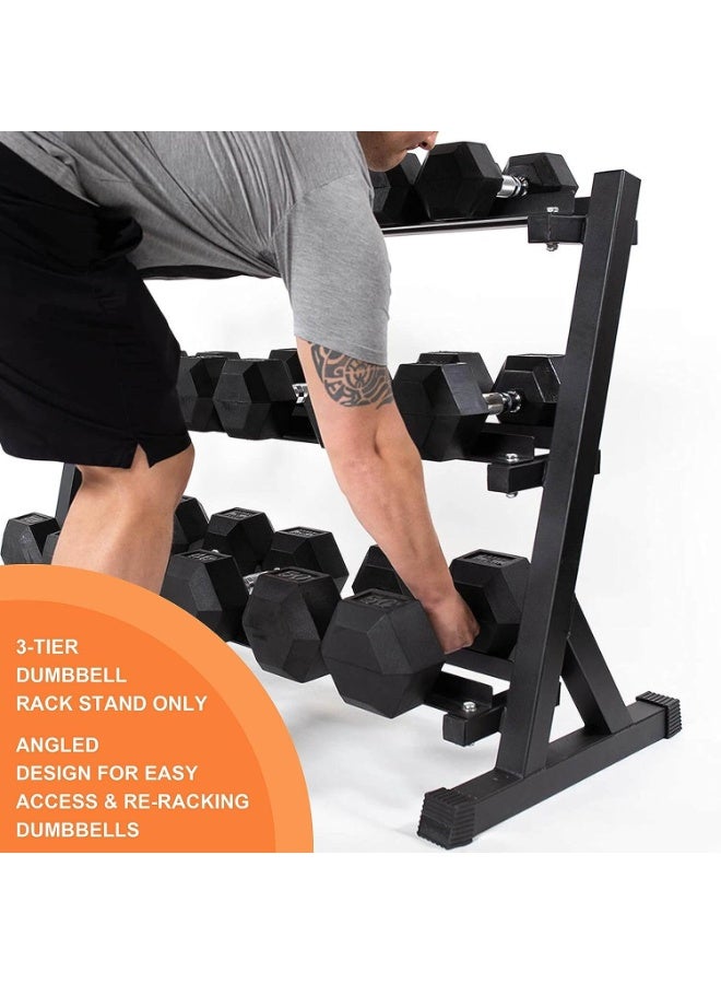 FLEXI MUSCLES رف دمبل فليكسى ثلاثي المستويات - حامل وزن قوي للدمبل، منظم تخزين متعدد المستويات لصالة الألعاب الرياضية المنزلية واستوديو اللياقة البدنية - Image 4