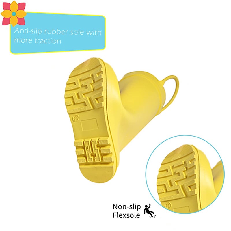 Hbxooxts Toddler Rain Boots - Premium Natural Rubber Kids Rain Boots with Easy-on Handles (7-Toddler) - Image 2