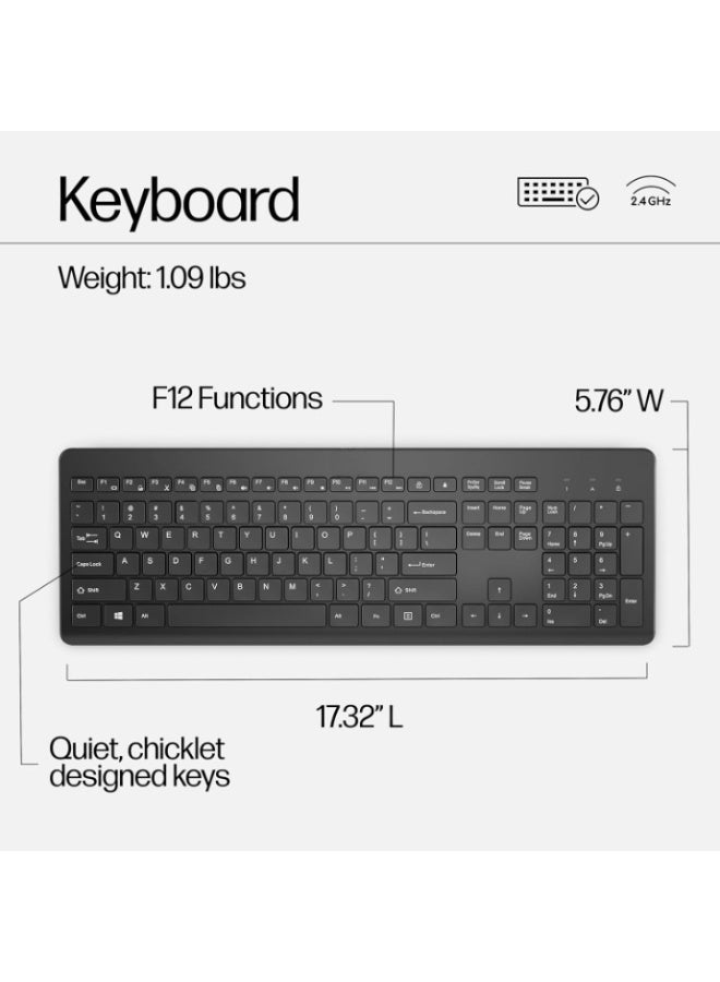 Wireless black Keyboard and Mouse Combo - Image 2