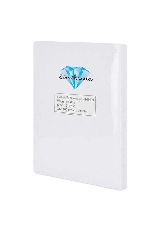 simthread Tear Away Embroidery Stabilizer Backing - 1.8 Ounces Medium Weight 10" x 12" 100pcs / Pack, Precut Sheets for 5x7 Machine Embroidery Hoop - Image 1