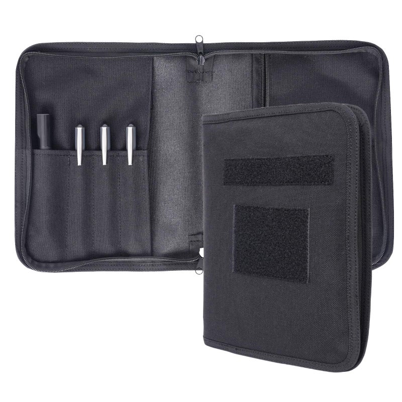 VEPKOIT A5 Binder Cover, Large A5 Notebook Holder and Travelers Notebook Cover with Pouch, Leather Book Cover for Police and Army, 7" x 9" OCP Book Cover with Zippered - Black (Cover Only) - Image 1