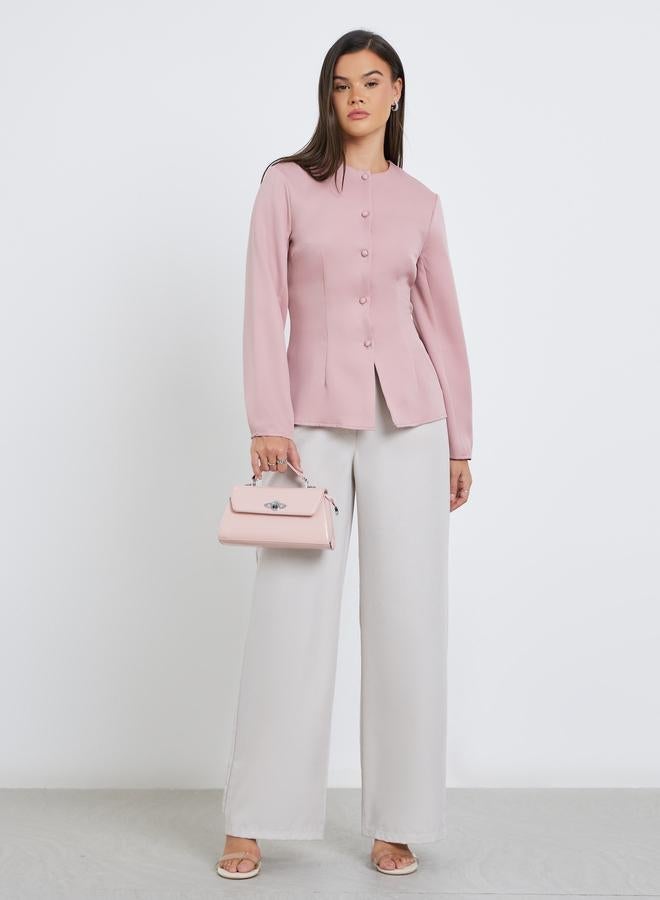 ستايلي بلوزة سادة بتفاصيل أزرار - Image 2