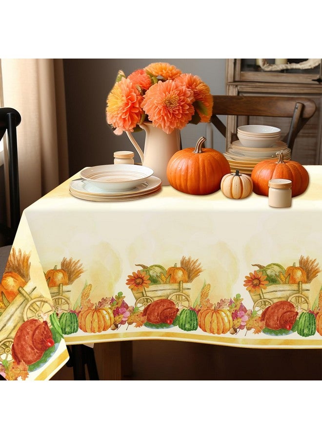 Childom Disposable Tablecloths, 2 Pack Plastic Tablecloths 54 x 108 Inch Pumpkin Maple Table Cloth for Rectangle, Thanksgiving Decoration, Outdoor Picnic - Image 4