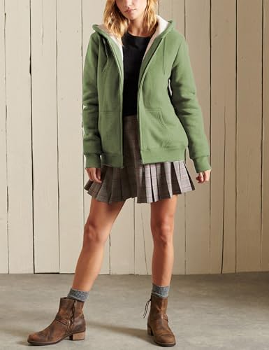 Yeokou Women's Casual Full Zip Up Sherpa Lined Hoodie Sweatshirt Jacket Coat(Grass-XS) - Image 3