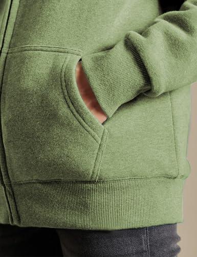 Yeokou Women's Casual Full Zip Up Sherpa Lined Hoodie Sweatshirt Jacket Coat(Grass-XS) - Image 5