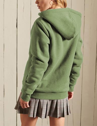 Yeokou Women's Casual Full Zip Up Sherpa Lined Hoodie Sweatshirt Jacket Coat(Grass-XS) - Image 4