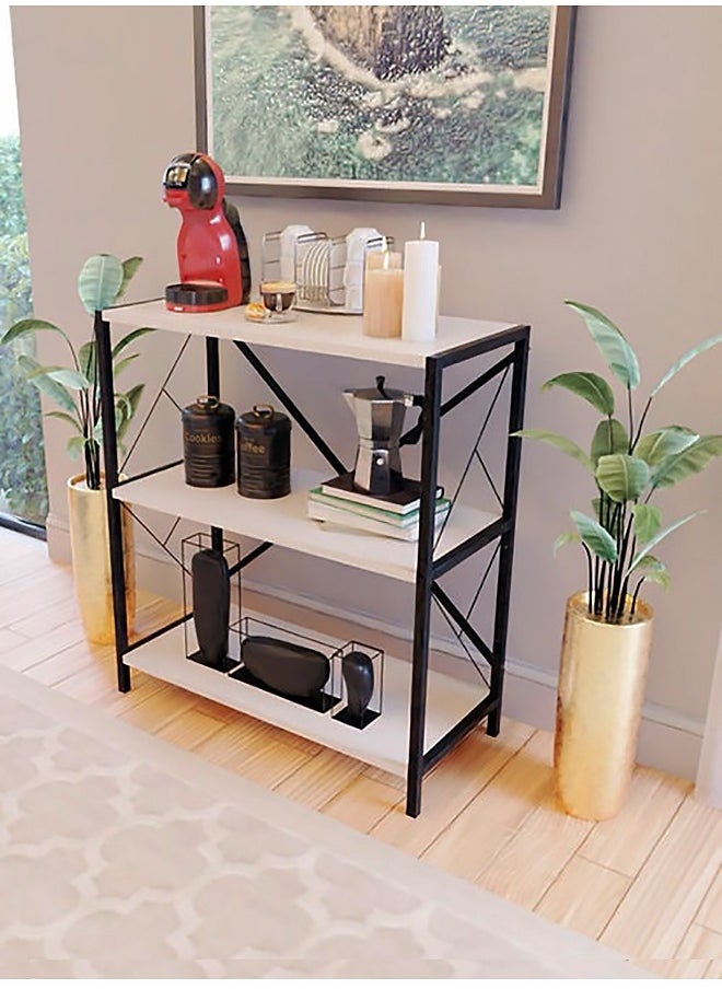 Coffee corner table, consisting of 3 shelves that allow the coffee machine and coffee corner accessories to be placed, console table, modern and multi-use, for the living room, corridor and kitchen. 