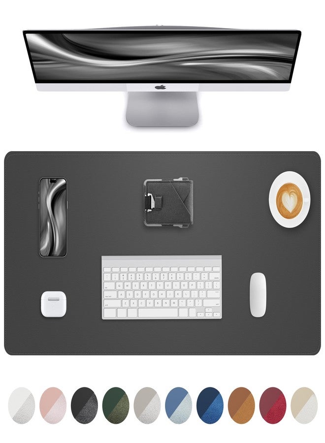AFIING Leather Desk Pad Protector, Mouse Pad, Office Desk Mat, Non-Slip PU Leather Desk Blotter, Laptop Desk Pad, Waterproof Desk Writing Pad for Office and Home (Dark Grey, 31.5" x 15.7") - Image 1
