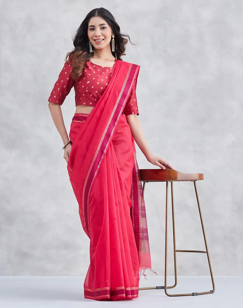 Fabindia  Wine Cotton Viscose Metallized Fibre Blend Woven Buti Stitched Blouse for Women | Best Price UAE