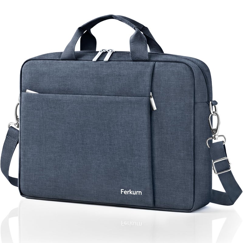 Ferkurn Laptop Case Sleeve 15.6 16 Inch Laptop Bag for Women Men Compatible with HP Envy Pavilion/Dell Inspiron XPS/Lenovo/Acer, Shoulder Strap Carrying Briefcase Computer Messenger Bag Case, Grey - Image 1