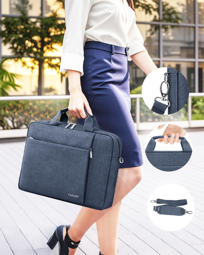 Ferkurn Laptop Case Sleeve 15.6 16 Inch Laptop Bag for Women Men Compatible with HP Envy Pavilion/Dell Inspiron XPS/Lenovo/Acer, Shoulder Strap Carrying Briefcase Computer Messenger Bag Case, Grey - Image 5