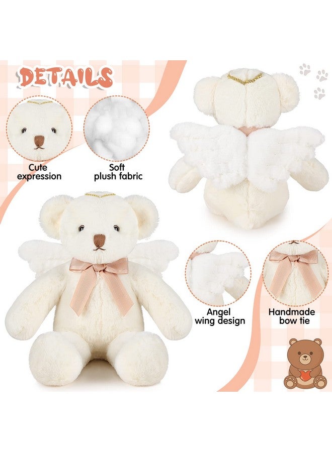 Sratte دب ملون أنجل بارتفاع 16 إنش دمية دب محشوة لطيفة مع أجنحة وقوس دمى دب أبيض لصديقة أو حبيبة أو عائلة أو ولد أو بنت لعيد الميلاد أو حفلة استقبال المولود أو المعمودية أو التعميد - Image 4