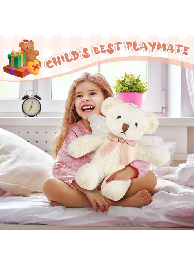 Sratte دب ملون أنجل بارتفاع 16 إنش دمية دب محشوة لطيفة مع أجنحة وقوس دمى دب أبيض لصديقة أو حبيبة أو عائلة أو ولد أو بنت لعيد الميلاد أو حفلة استقبال المولود أو المعمودية أو التعميد - Image 5