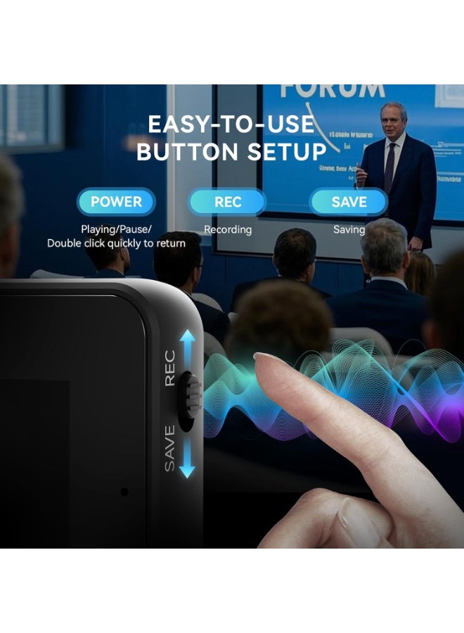 Smartberry 128GB Digital Voice Recorder with Playback SOUNDVALUE Recording Device with Screen & AI Noise Cancellation MP3 Player, 1600H Recording, Auto-Save for Meetings, Lectures, Interviews - Image 3