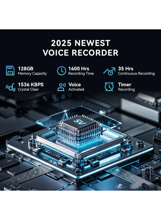 Smartberry 128GB Digital Voice Recorder with Playback SOUNDVALUE Recording Device with Screen & AI Noise Cancellation MP3 Player, 1600H Recording, Auto-Save for Meetings, Lectures, Interviews - Image 2