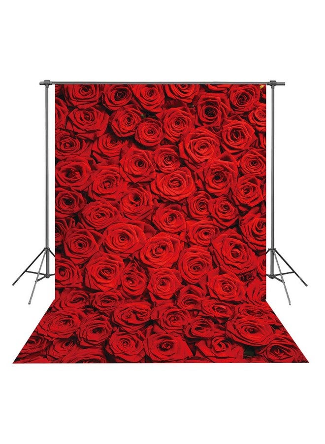 INRUI خلفية تصوير زفاف زهور الورد الأحمر من روني - خلفية جدار للنساء والفتيات والأطفال 5X7 قدم - Image 1