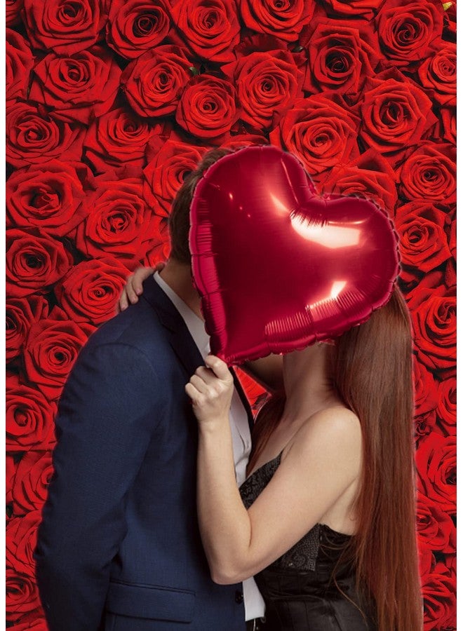 INRUI خلفية تصوير زفاف زهور الورد الأحمر من روني - خلفية جدار للنساء والفتيات والأطفال 5X7 قدم - Image 3