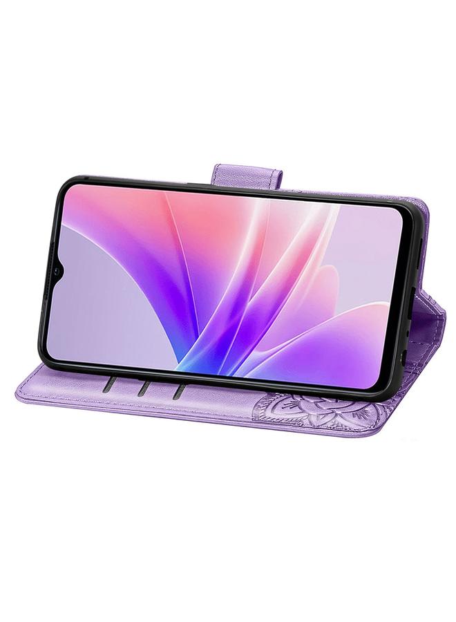 اس-توب جراب هاتف OPPO A77 من الجلد المنقوش بنقشة زهور الحب على شكل فراشة - Image 4