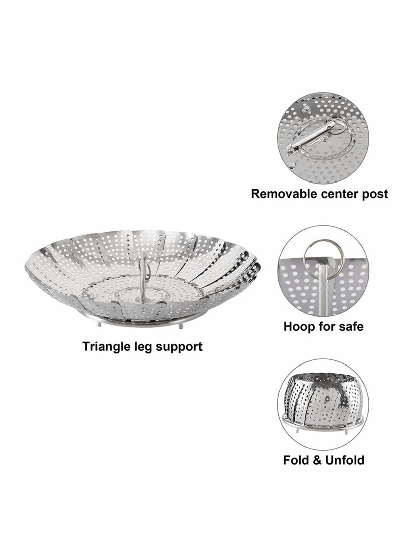 Barakah سلة بخار من الفولاذ المقاوم للصدأ الممتاز لوعاء الطهي الفوري، تصميم قابل للتوسيع يناسب الأواني من 6.1" إلى 10.5"، مثالية لطهي الخضار والطعام - Image 5