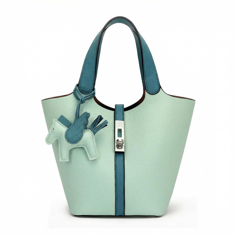 Kadynow Tote Bag for Women Vegan Leather Bucket Purse for Women Top Handle Handbag Shoulder Bag with Detachable Small Purse Pea Light Green - Image 1