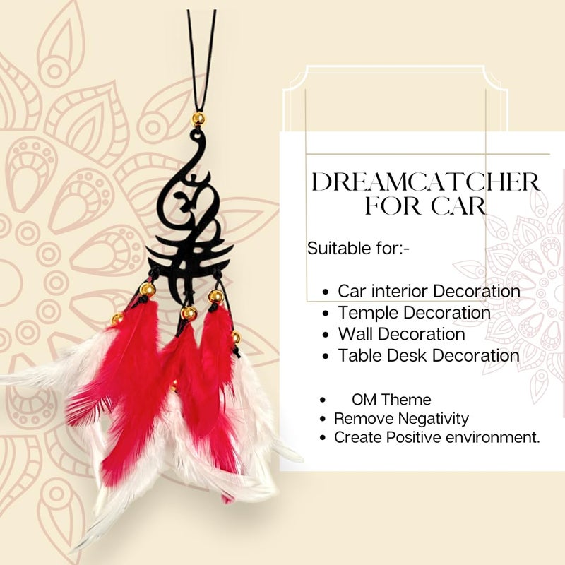 Jiyu Creation Car Hanging Ornament omred White Dream Catcher for Positive Energy Rearview Mirror Charm Home and Temple Decor Durable Acrylic with Original Feathers - Image 4