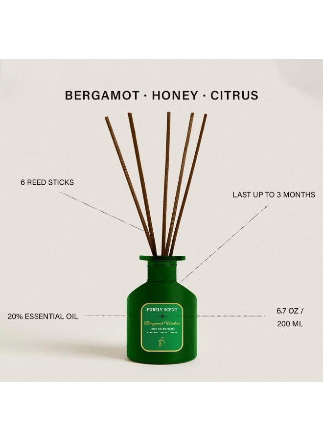 PURELY SCENT Bergamot Waters Reed Diffuser, 6 Reed Sticks, Air Freshener Fragrance Reed Diffuser Set, Lasts Upto 3 Months, 6.7 Fl Oz/200 ML, Home Décor Accessories - Image 2