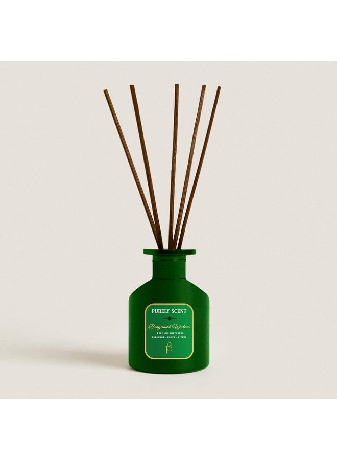 PURELY SCENT Bergamot Waters Reed Diffuser, 6 Reed Sticks, Air Freshener Fragrance Reed Diffuser Set, Lasts Upto 3 Months, 6.7 Fl Oz/200 ML, Home Décor Accessories - Image 1