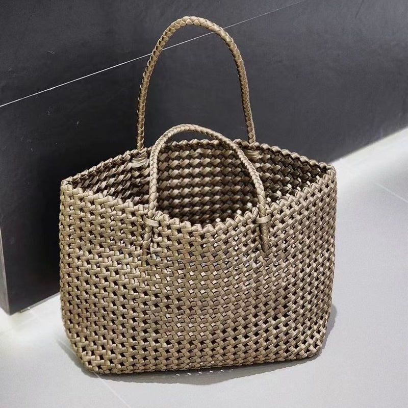 Hand-Woven Woven Tote Bag For Women Fashion Large-Capacity Mother-In-Law Bag Commuter Satchel Shoulder Bag - Image 5