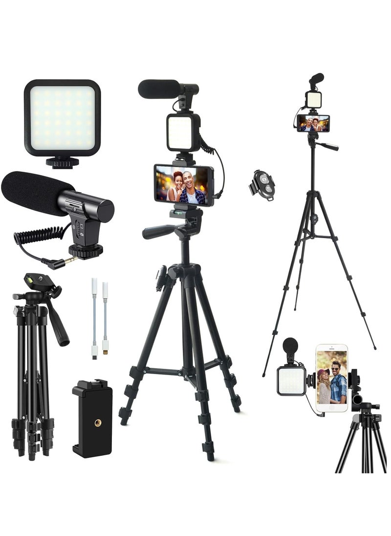 TIGER Vlogging YouTube Starter Kit – Complete Setup for Content Creators, Includes LED Ring Light, Tripod, Microphone, Camera Remote, and More for Professional Video Production  - Image 1