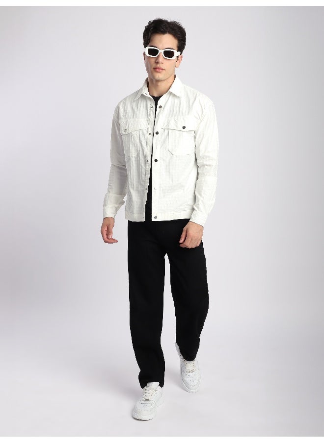 Beyoung White Block Textured Shacket  - Image 2