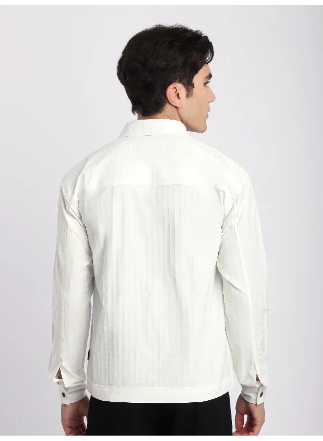Beyoung White Block Textured Shacket