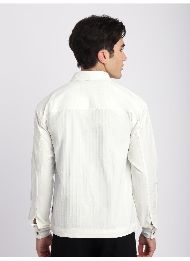 Beyoung White Block Textured Shacket  - Image 4