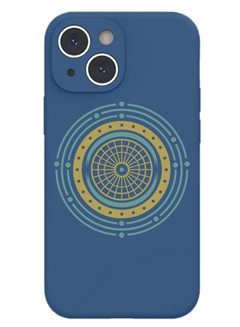 Theodor Protective Slim Fit Case Liquid Silicone Cover with Full Body Protection Anti-Scratch Shockproof Case For iPhone 13 Blue  - Mandala colourful - Image 1