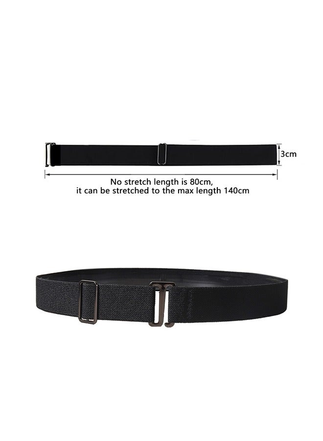 GUSGU 4 PCS No Show Stretch Belt for Women Invisible Elastic Belt Adjustable Strap Belt with Flat Buckle for Jeans Pants Dresses Assorted Color - Image 2