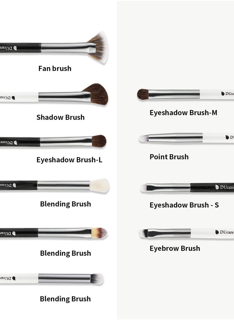 DUcare DUcare Professional 10-Piece Vegan Eye Brush Set - Travel-Friendly Eyeshadow, Blending, Eyeliner & Brow Brushes with Luxury Gift Case& Travel Pouch  - Image 3