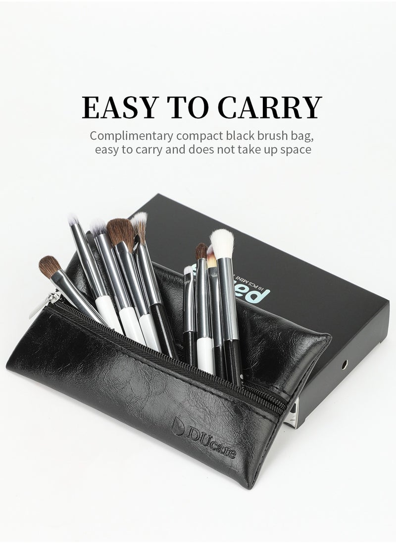 DUcare DUcare Professional 10-Piece Vegan Eye Brush Set - Travel-Friendly Eyeshadow, Blending, Eyeliner & Brow Brushes with Luxury Gift Case& Travel Pouch  - Image 5