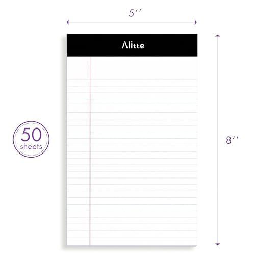 Alitte Legal Notepads 5x8, Pack of 6 - Perforated Narrow Ruled Writing Pad - Premium Thick Paper, No Ink Bleeding - Blank Legal Pads For Home, Office, School, Business - 50 Sheets Per Notebook - Image 3