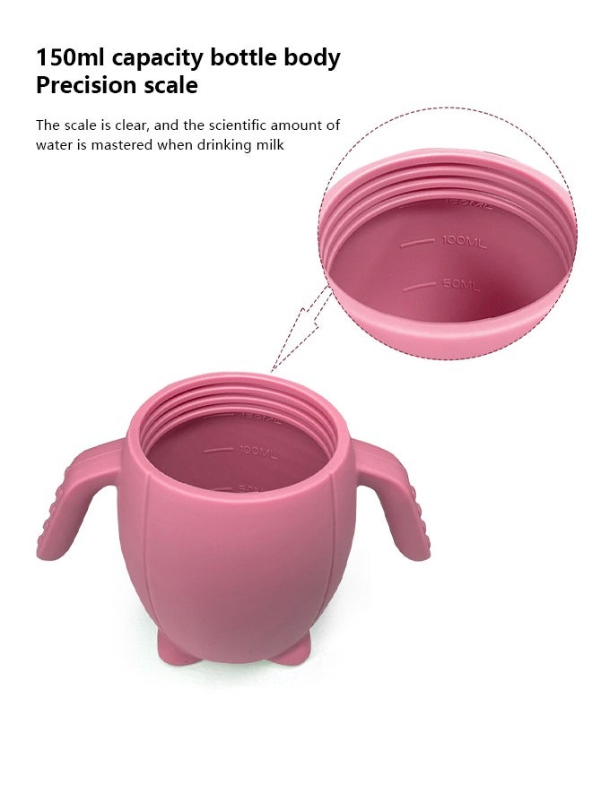 Occuwzz - 9 PCS Baby Weaning Tableware Easy to Clean Dark Pink with Suction Cup Divider Tray Adjustable Bib Soft Spoon Fork Drinking Cup Baby Plate Suitable for Babies 0-6 Months - Image 1