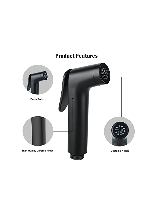 The Bros Cloth Diaper Sprayer for Toilet, Shattaf with Bidet Hose 1.2M for Feminine Wash Matte Black Bathroom Bidet Spray Toilet - Image 3