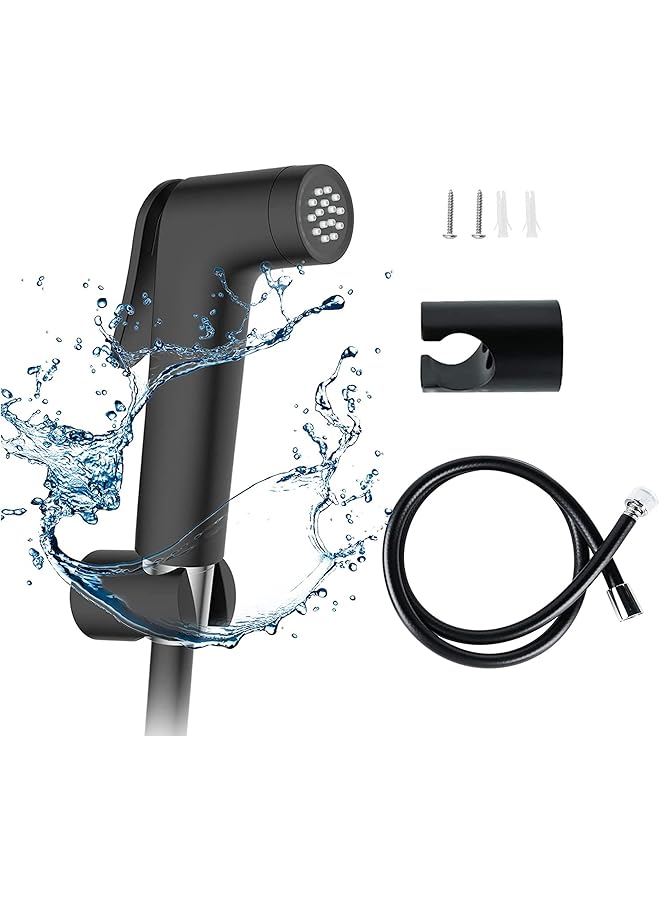 The Bros Cloth Diaper Sprayer for Toilet, Shattaf with Bidet Hose 1.2M for Feminine Wash Matte Black Bathroom Bidet Spray Toilet - Image 1